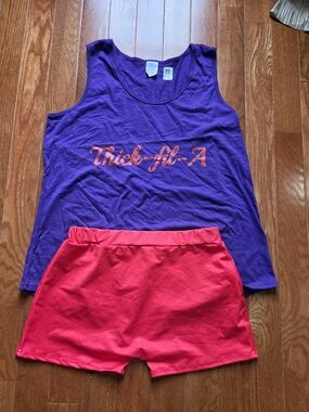 Purple Tank Top And Red Short "Thick-fil-A"